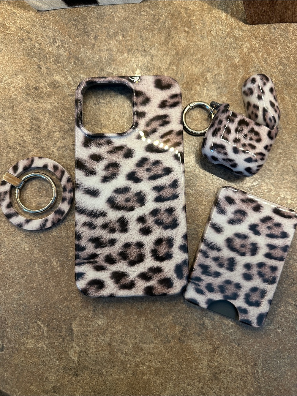 Leopard Print Phone Case & Accessory Set - Pink/Gray VELVET CAVIAR